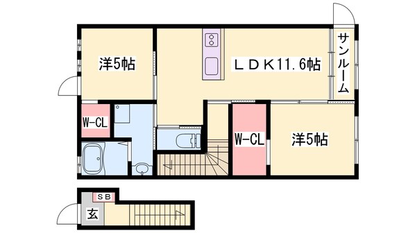 網干駅 徒歩12分 2階の物件間取画像